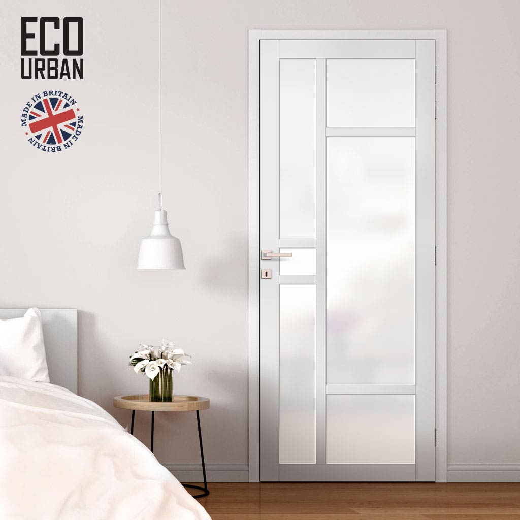 Handmade Eco-Urban Isla 6 Pane Door DD6429SG Frosted Glass - White Premium Primed