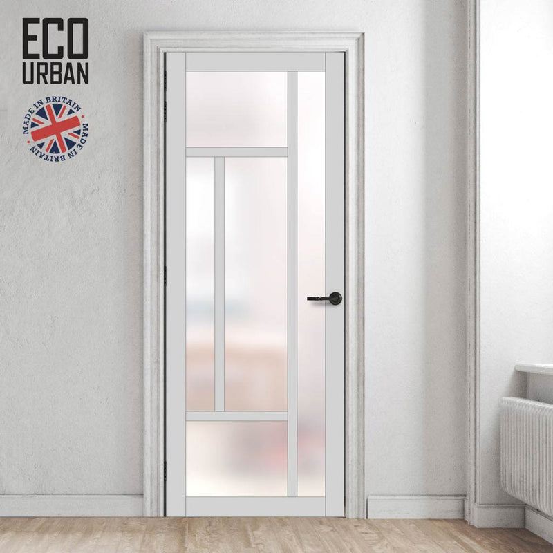 Handmade Eco-Urban Morningside 5 Pane Solid Wood Internal Door UK Made DD6437SG Frosted Glass - Eco-Urban® Cloud White Premium Primed