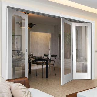 Image: Bespoke Thrufold Pattern 10 1L White Primed Glazed Folding 2+1 Door