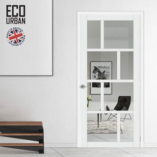 Image: Handmade Eco-Urban Kochi 8 Pane Solid Wood Internal Door UK Made DD6415G Clear Glass - Eco-Urban® Cloud White Premium Primed