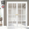 Perth 8 Pane Solid Wood Internal Door Pair UK Made DD6318G - Clear Glass - Eco-Urban® Cloud White Premium Primed