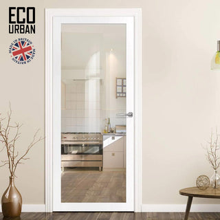 Image: Baltimore 1 Pane Solid Wood Internal Door UK Made DD6301G - Clear Glass - Eco-Urban® Cloud White Premium Primed