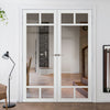 Eco-Urban Sydney 5 Pane Solid Wood Internal Door Pair UK Made DD6417G Clear Glass - Eco-Urban® Cloud White Premium Primed
