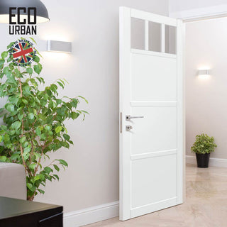 Image: Handmade Eco-Urban Lagos 3 Pane 3 Panel Solid Wood Internal Door UK Made DD6427G Clear Glass - Eco-Urban® Cloud White Premium Primed