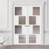 Handmade Eco-Urban Cusco 4 Pane 4 Panel Door Pair DD6416G Clear Glass - White Premium Primed
