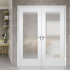 Pattern 10 Full Pane White Primed Door Pair - Obscure Glass