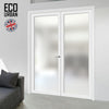 Eco-Urban Baltimore 1 Pane Solid Wood Internal Door Pair UK Made DD6301SG - Frosted Glass - Eco-Urban® Cloud White Premium Primed