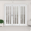 Room Divider - Utah 3 Pane Clear Glass White Primed Double Doors with Single Side