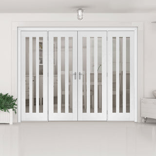 Image: ThruEasi Room Divider - Utah 3 Pane Clear Glass White Primed Double Doors with Double Sides