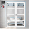 Brooklyn 4 Pane Solid Wood Internal Door Pair UK Made DD6308G - Clear Glass - Eco-Urban® Cloud White Premium Primed