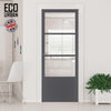 Staten 3 Pane 1 Panel Solid Wood Internal Door UK Made DD6310G - Clear Glass - Eco-Urban® Stormy Grey Premium Primed