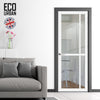 Marfa 4 Pane Solid Wood Internal Door UK Made DD6313G - Clear Glass - Eco-Urban® Cloud White Premium Primed