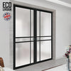 Eco-Urban Glasgow 6 Pane Solid Wood Internal Door Pair UK Made DD6314SG - Frosted Glass - Eco-Urban® Shadow Black Premium Primed