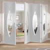 Four Folding Doors & Frame Kit - Pesaro Flush 3+1 - Clear Glass - White Primed