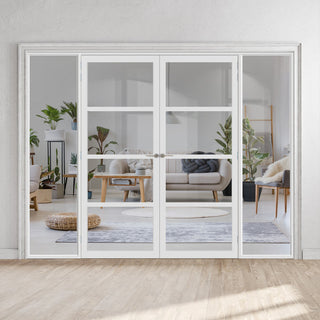 Image: Room Divider - Handmade Eco-Urban® Brooklyn with Two Sides DD6308C - Clear Glass - Premium Primed - Colour & Size Options
