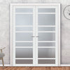 Eco-Urban Metropolitan 7 Pane Solid Wood Internal Door Pair UK Made DD6405SG Frosted Glass - Eco-Urban® Cloud White Premium Primed