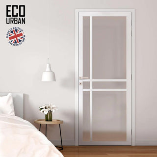 Image: Handmade Eco-Urban Glasgow 6 Pane Solid Wood Internal Door UK Made DD6314SG - Frosted Glass - Eco-Urban® Cloud White Premium Primed