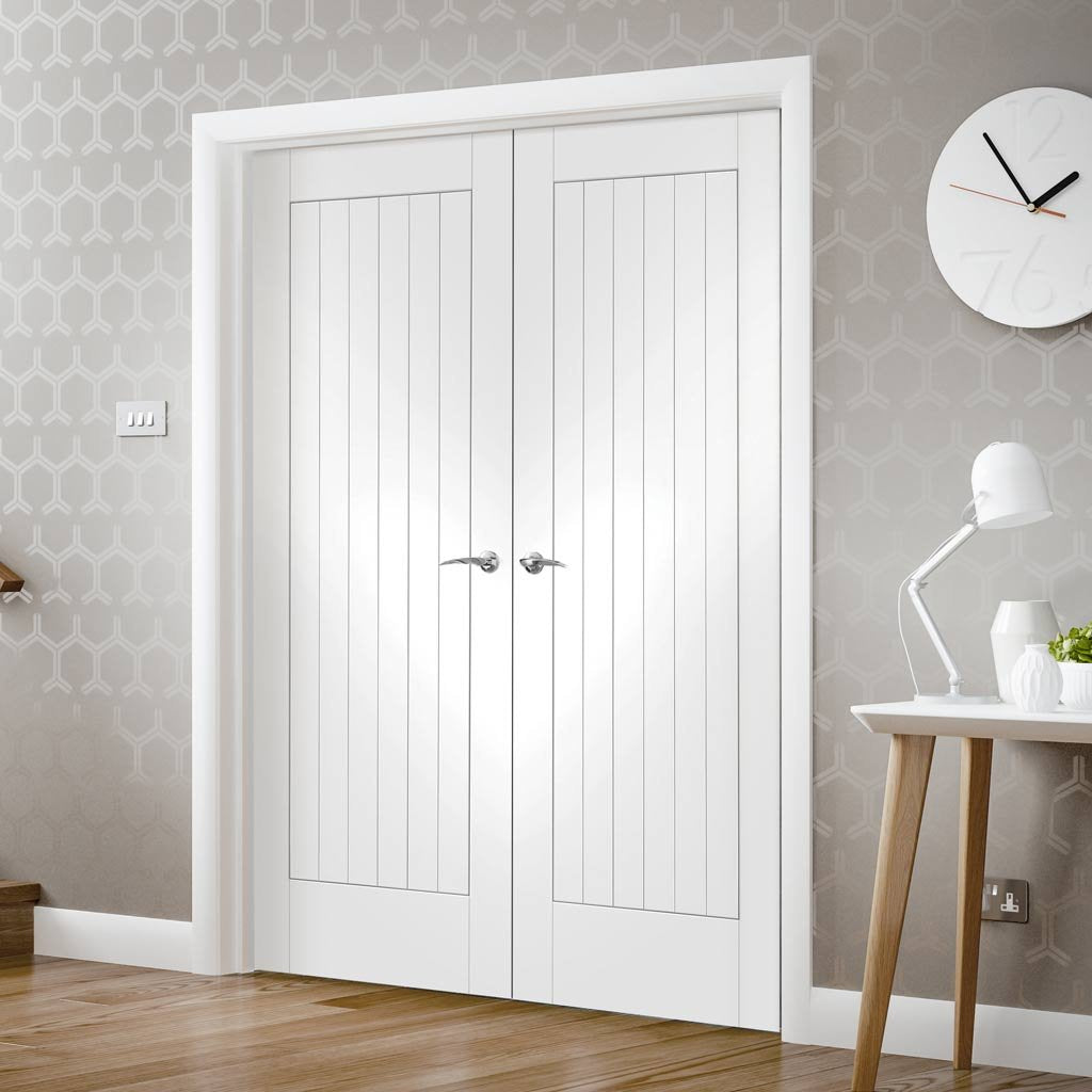Bespoke Suffolk Flush White Primed Door Pair