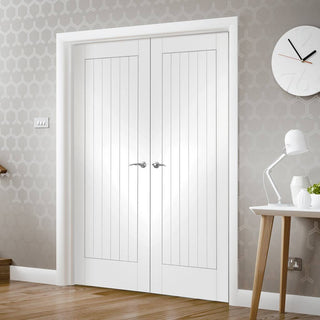 Image: Bespoke Suffolk Flush White Primed Door Pair