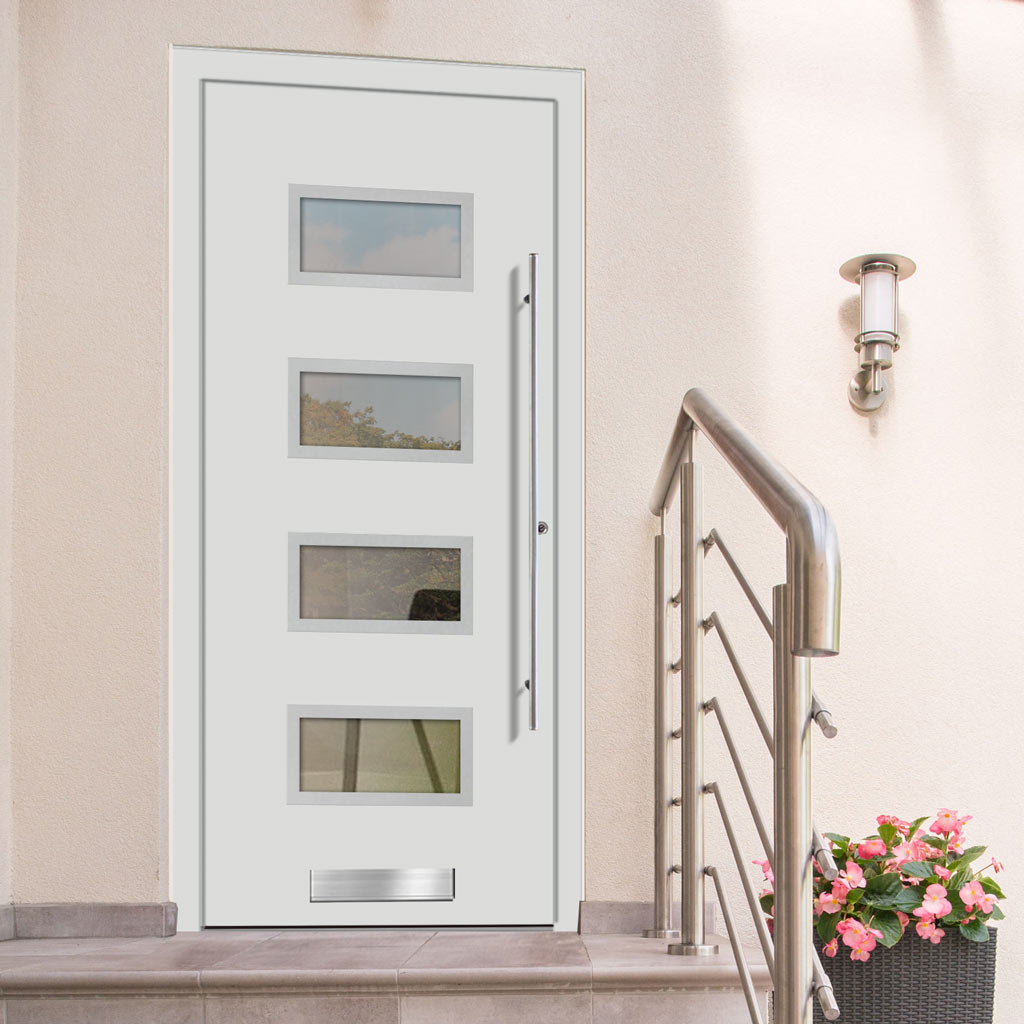 External ThruSafe Aluminium Front Door - 1362 Stainless Steel - 7 Colour Options