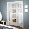 Bespoke Thrufold Shaker 4L White Primed Glazed Folding 2+0 Door