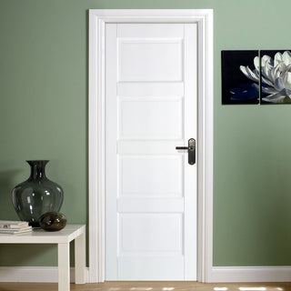 Image: Contemporary 4 Panel Door - White Primed