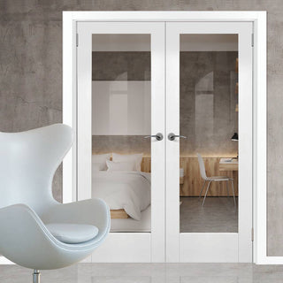 Image: Bespoke Pattern 10 1L White Primed Glazed Door Pair