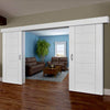 Double Sliding Door & Wall Track - Palermo Flush Doors - White Primed