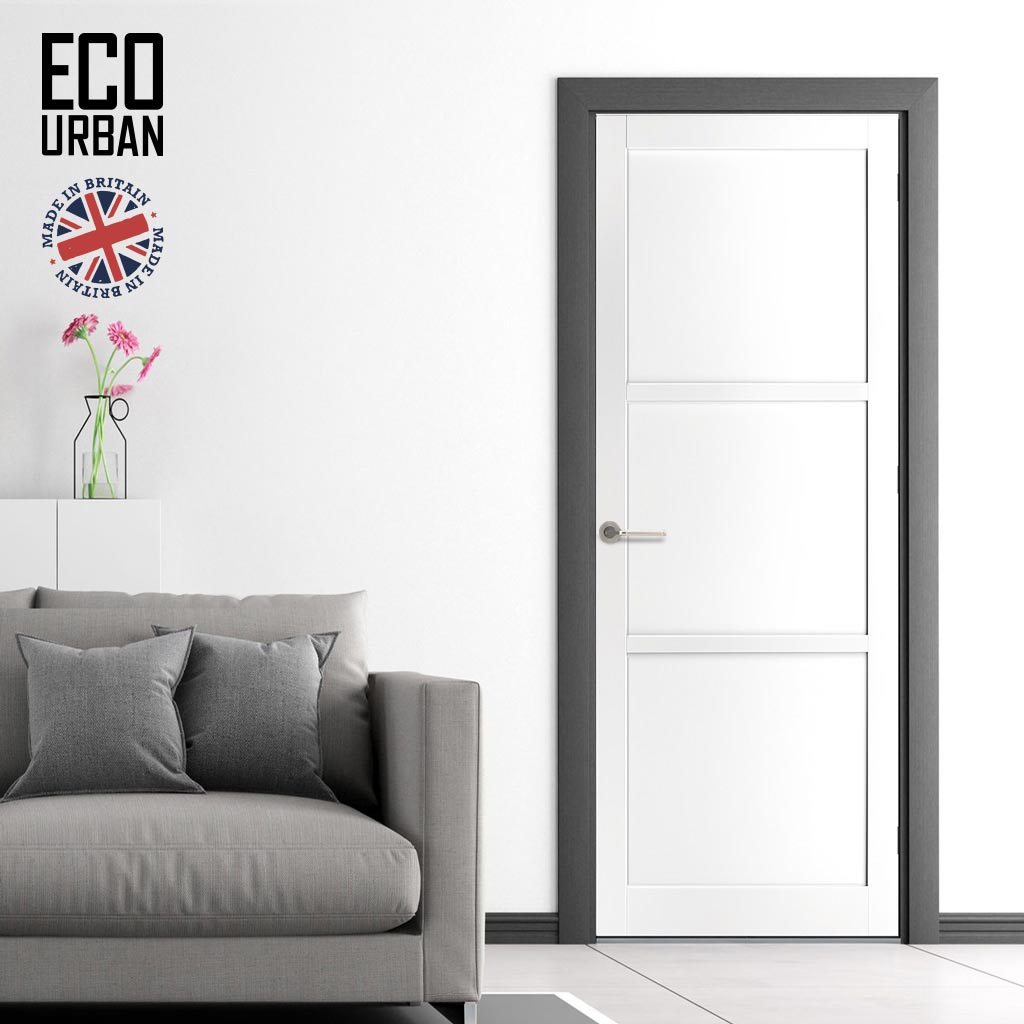 Manchester 3 Panel Solid Wood Internal Door UK Made DD6305 - Eco-Urban® Cloud White Premium Primed