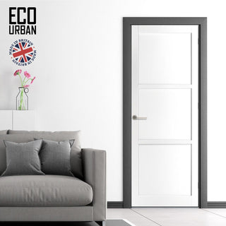 Image: Manchester 3 Panel Solid Wood Internal Door UK Made DD6305 - Eco-Urban® Cloud White Premium Primed