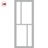 Eco-Urban Hampton 4 Pane Solid Wood Internal Door Pair UK Made DD6413SG Frosted Glass - Eco-Urban® Mist Grey Premium Primed