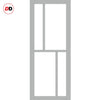 Handmade Eco-Urban Hampton 4 Pane Solid Wood Internal Door UK Made DD6413SG Frosted Glass - Eco-Urban® Mist Grey Premium Primed