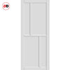 Top Mounted Black Sliding Track & Solid Wood Door - Eco-Urban® Hampton 4 Panel Solid Wood Door DD6413 - Cloud White Premium Primed