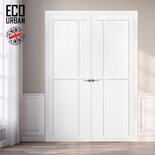 Image: Marfa 4 Panel Solid Wood Internal Door Pair UK Made DD6313  - Eco-Urban® Cloud White Premium Primed