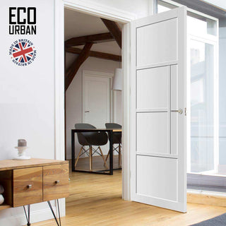Image: Boston 4 Panel Solid Wood Internal Door UK Made DD6311 - Eco-Urban® Cloud White Premium Primed