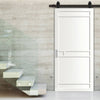 Top Mounted Black Sliding Track & Solid Wood Door - Eco-Urban® Sheffield 5 Panel Solid Wood Door DD6312 - Cloud White Premium Primed