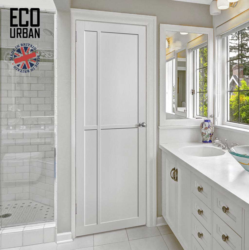 Marfa 4 Panel Solid Wood Internal Door UK Made DD6313 - Eco-Urban® Cloud White Premium Primed