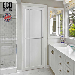 Image: Marfa 4 Panel Solid Wood Internal Door UK Made DD6313 - Eco-Urban® Cloud White Premium Primed