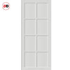 Top Mounted Black Sliding Track & Solid Wood Door - Eco-Urban® Perth 8 Panel Solid Wood Door DD6318 - Cloud White Premium Primed