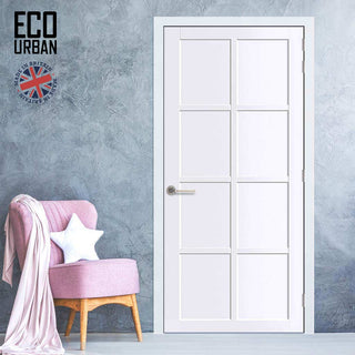 Image: Perth 8 Panel Solid Wood Internal Door UK Made DD6318 - Eco-Urban® Cloud White Premium Primed