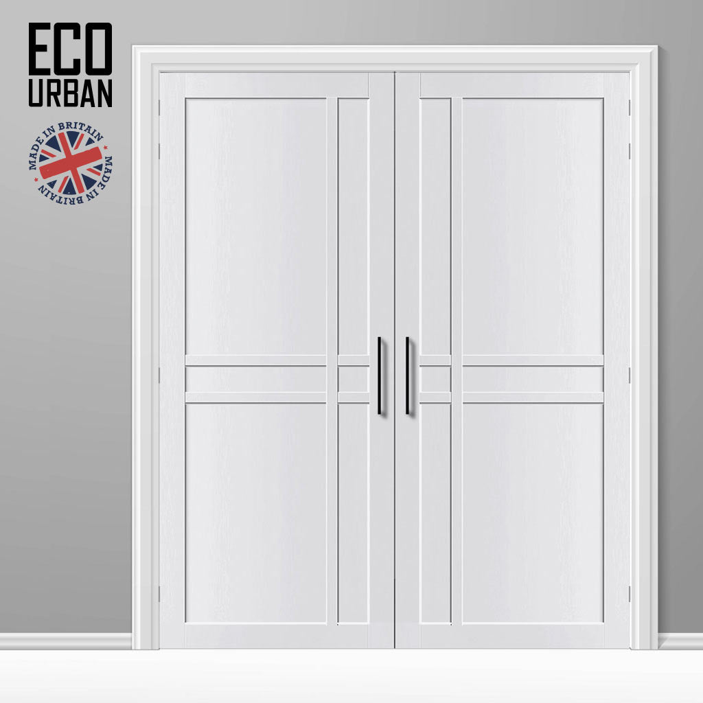 Glasgow 6 Panel Solid Wood Internal Door Pair UK Made DD6314  - Eco-Urban® Cloud White Premium Primed