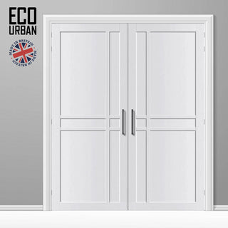 Image: Glasgow 6 Panel Solid Wood Internal Door Pair UK Made DD6314  - Eco-Urban® Cloud White Premium Primed