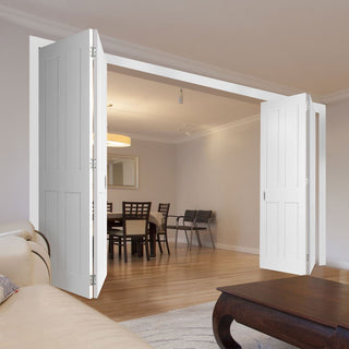Image: Four Folding Doors & Frame Kit - Eton Victorian Shaker 2+2 - White Primed