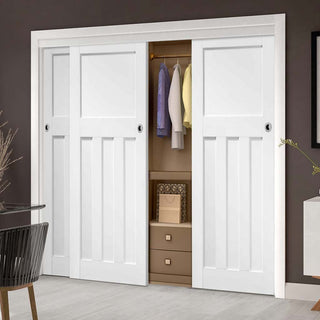Image: Bespoke Thruslide DX 1930's 3 Door Wardrobe and Frame Kit - White Primed