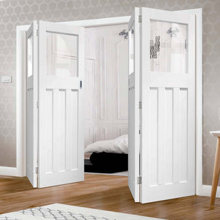 Image: Bespoke Thrufold DX 1930's White Primed Glazed Folding 2+2 Door