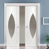 Bespoke Pesaro White Primed Glazed Double Pocket Door