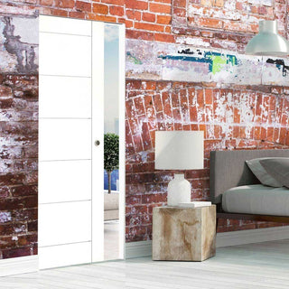 Image: Seville Flush Absolute Evokit Single Pocket Door - White Primed