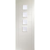 Four Sliding Wardrobe Doors & Frame Kit - Palermo Door - Obscure Glass - White Primed