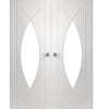 Pesaro Flush Door - White Primed Pair - Clear Glass