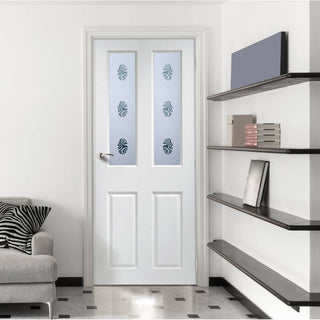 Image: White PVC grainger internal door gaines sandblasted glas